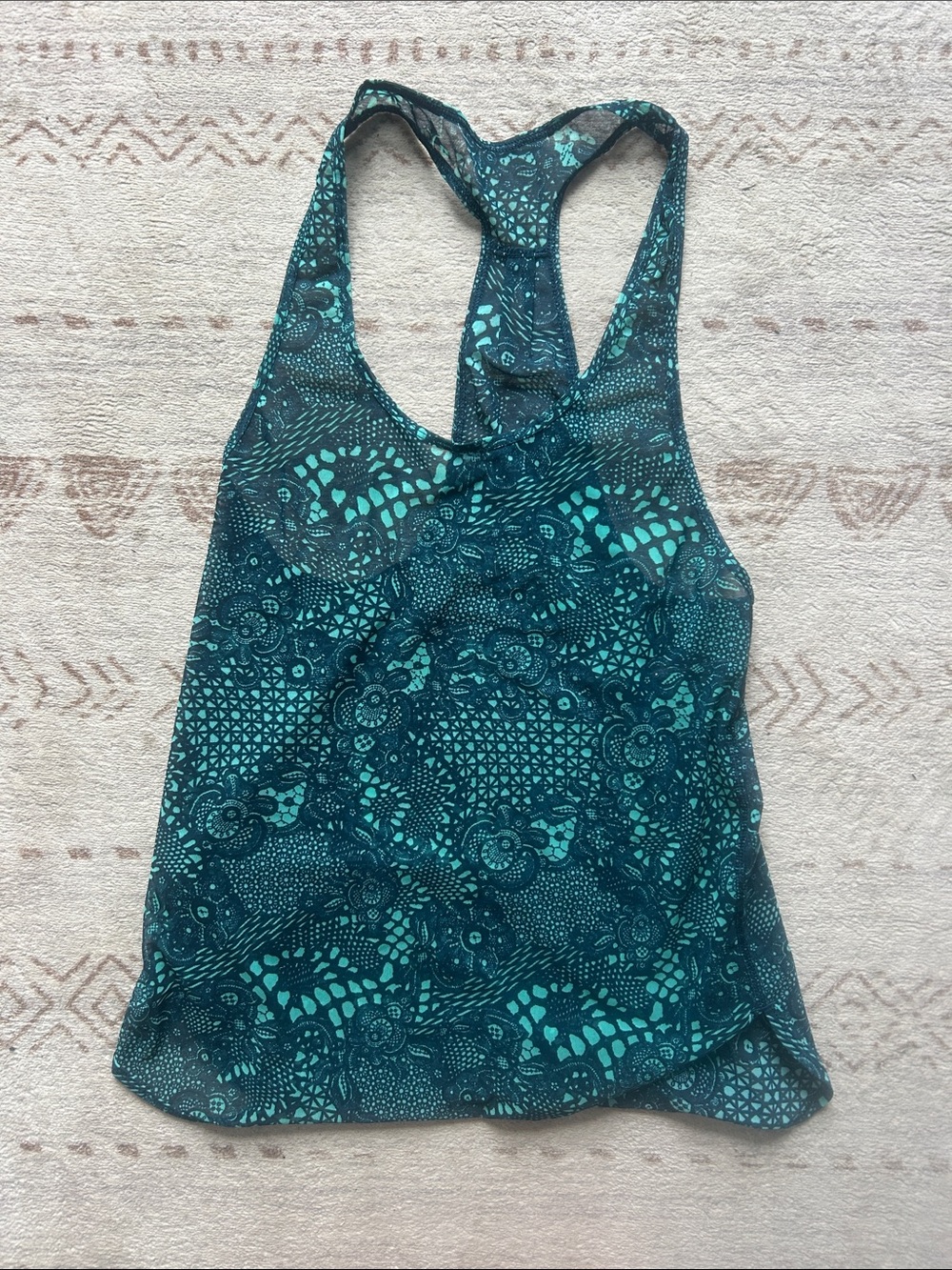 Lululemon Teal Patterned Racerback Tank Top